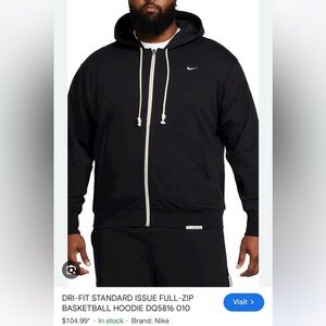 Nike Black Full-Zip Hoodie with Contrast White Trim